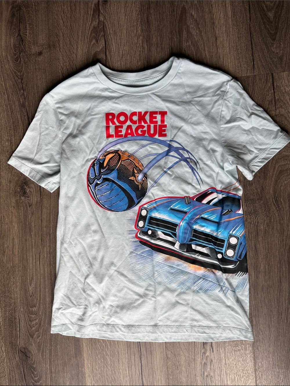 Boys Rocket League Graphic Tee in White with Blue and Red Artwork